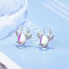 925 Sterling Silver Opal Deer Animals Stud Earrings For Women Boucles Wedding Jewelry Girl Christmas Gifts Oorbellen Eh1443