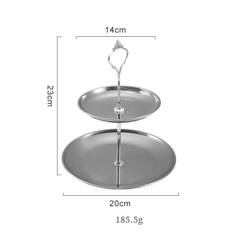 Three Layer Stainless Steel Cake Tray Cake Snack Plate Birthday Wedding Party Dessert Stand Table Dessert Display Stan