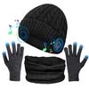 3 In 1 Bluetooth 5.0 Music Beanie Set Winter Hat Earflap Neck Gaiter Scarf Gloves Birthday Gift for