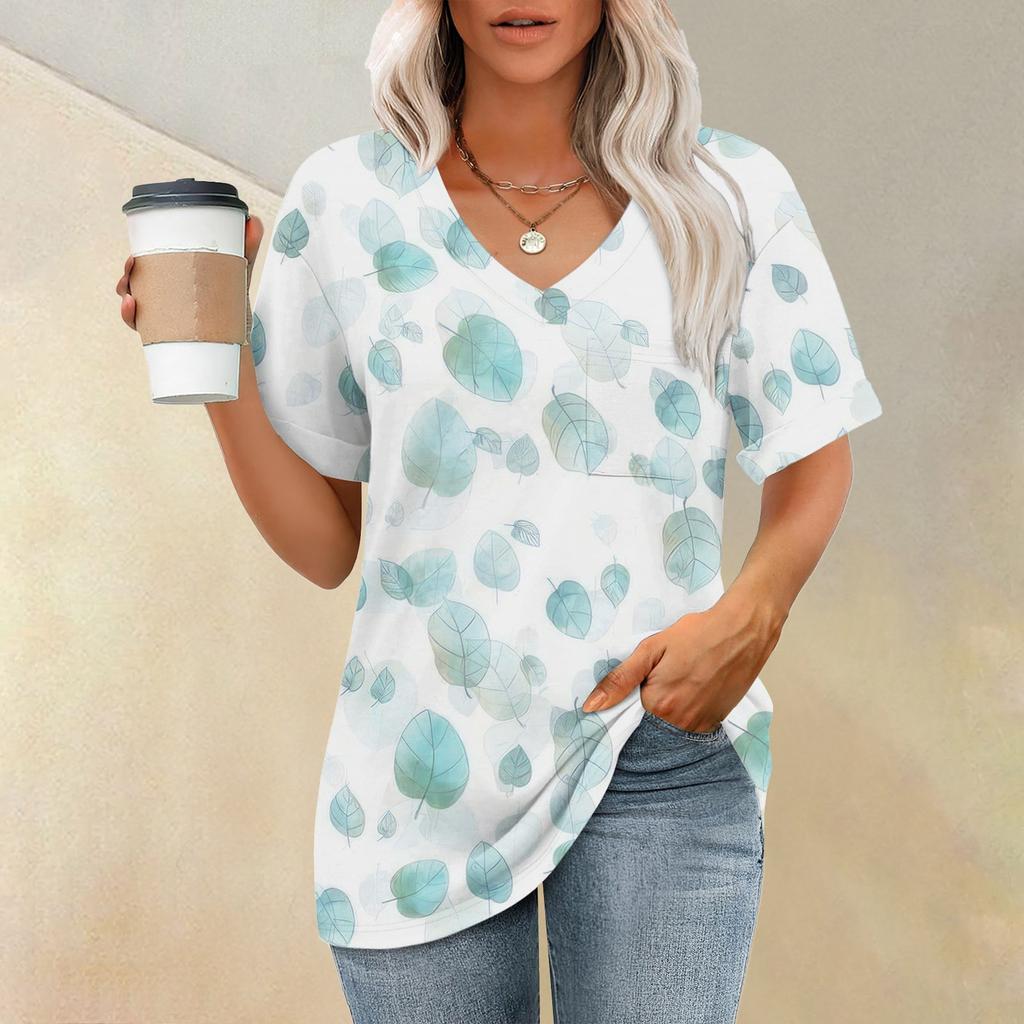 Женские футболки с V-образным вырезом и коротким рукавом, летние топы, повседневные базовые футболки, модные