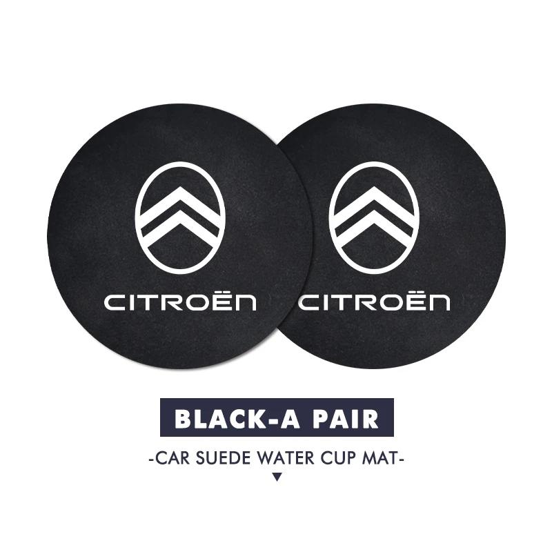 BYMF1 2pcs Car Coaster Water Cup Slot Non-Slip Mat Drink Holder Pad For Citroen C4 C3 C5 C1 C2 C6 VTS C4L DS3 DS4 DS5 Grand Berlingo