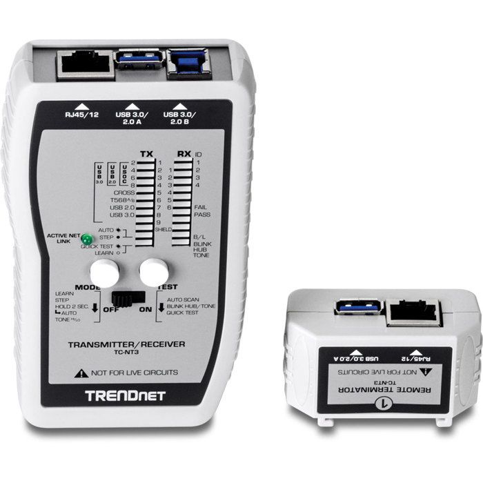 Testeur de câble - trendnet - tc-nt3 - test court-circuit - mesure de longueur - usb et rj-45