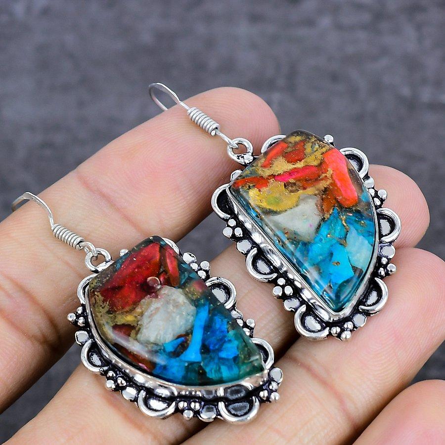 Кольцо с колючей устрицей ручной работы из стерлингового серебра 925 пробы 2,21" m8W88