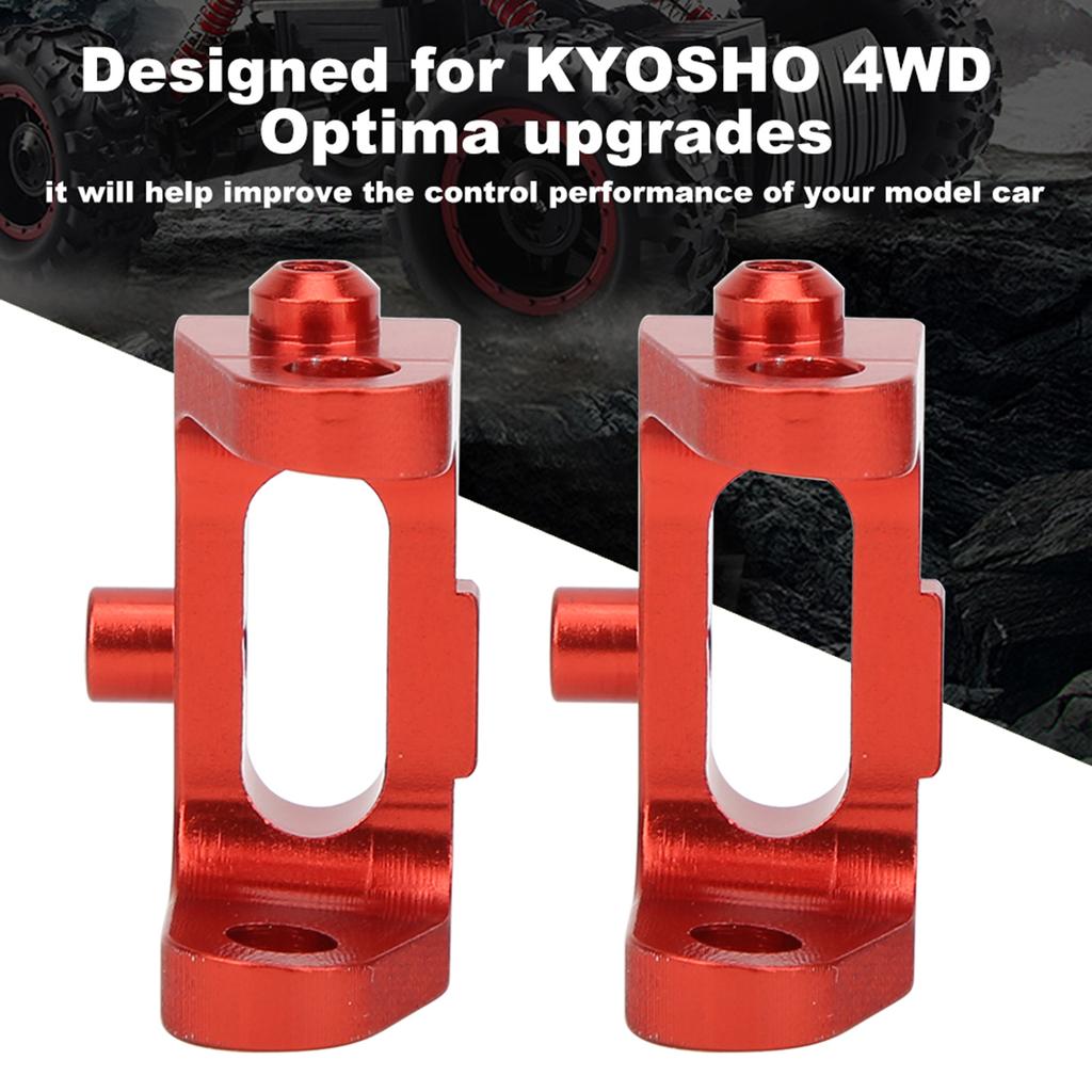 OT003 1 Pair Metal Front Caster Block for KYOSHO 4WD Optima Maxima 1 10 Off Road Vehicle(Red )