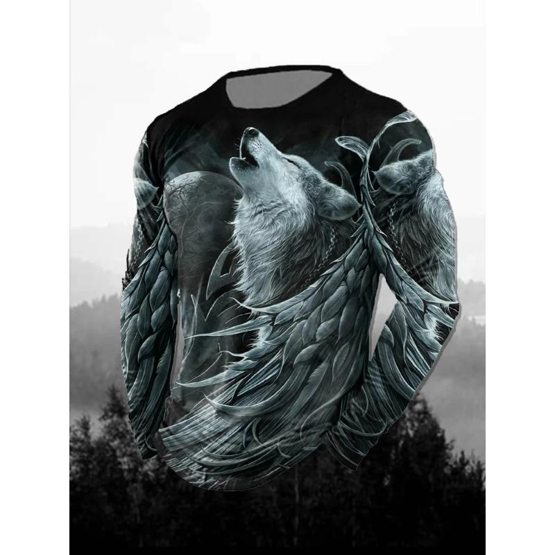Мужская футболка с 3D-принтом в виде льва, повседневная, удобная, с длинным рукавом, модная одежда