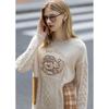 TonLion Women's Fall/Winter Round Neck Patchwork Embroidered Sweater