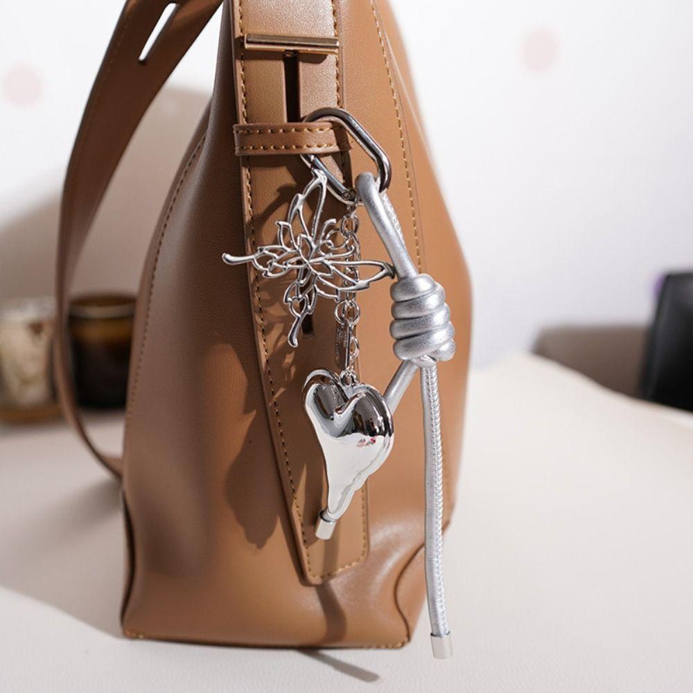 Butterfly Cartoon Girl Heart Keychain Anti-Lost Braided Rope Key Chain  Children Girl