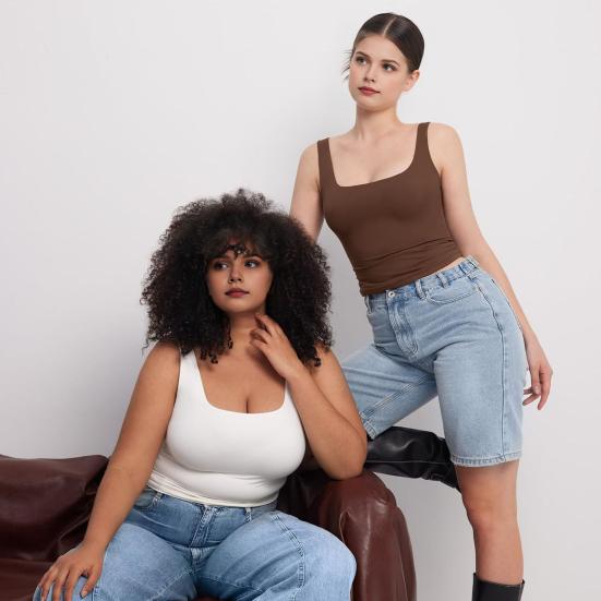 Женский сексуальный жилет без рукавов с квадратным вырезом, однотонные облегающие базовые топы для тренировок с широкими бретелями