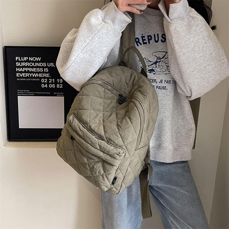 Женский рюкзак Студенческий школьный рюкзак с ромбами