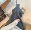 Серая шерстяная юбка А-силуэта большого размера с вышивкой в виде банта для осени и зимы