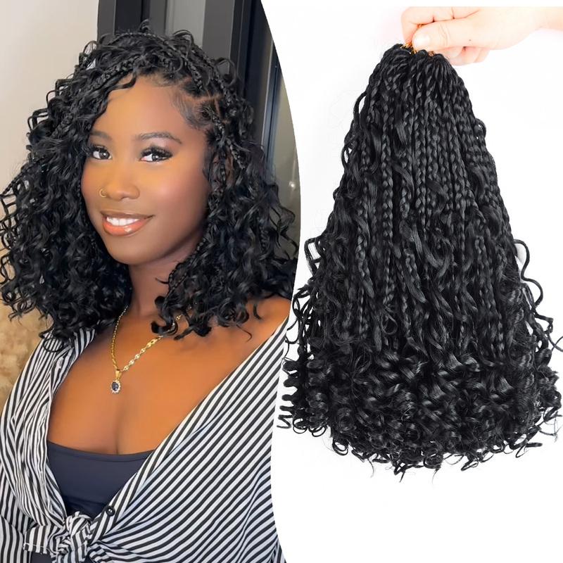 8 упаковок Goddess Box Braids Крючком Синтетические 10 дюймов Бохо Крючком Коробчатые Косы С Завитыми Концами Наращивание Волос Коробчатые Косы