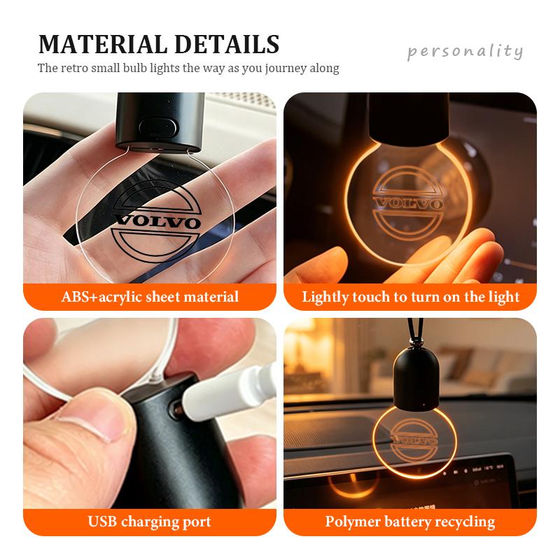 Luminous Acrylic Pendant Car Decor Rear View Mirror Accessories For Volvo S60 S80 S90 C30 XC40 XC60 XC70 XC90 V40 V60 V90 T6