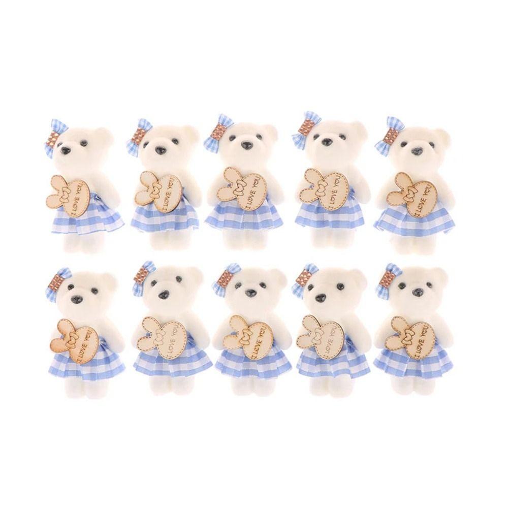 10pcs/bag Plush Doll Mini Bear Flower Bouquet Plush Animal Cartoon Bouquet Doll Girl Birthday Gift