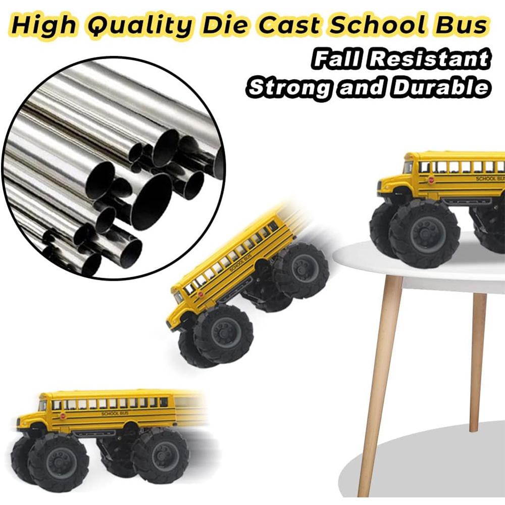 1/43 Школьный автобус Monster Trucks Литые игрушки Модели автомобилей Металлические игровые транспортные средства с откатным механизмом для детей 3, 4, 5, 6 лет, мальчиков и девочек, малышей