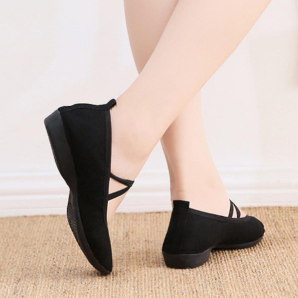 Дышащая обувь для танцев на все сезоны, подошва из коровьей кожи, нескользящая парусиновая обувь, кожаная мягкая подошва, женская обувь для танцев