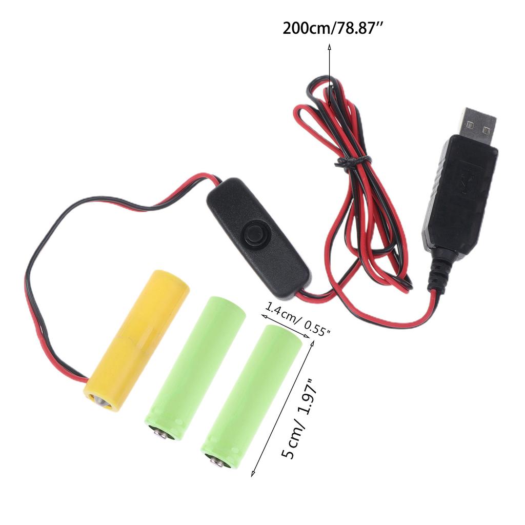 USB-преобразователь питания, кабель-уловитель, замените 3 батарейки 1,5 В AA LR6 для светодиодной лампы, электронная игрушка