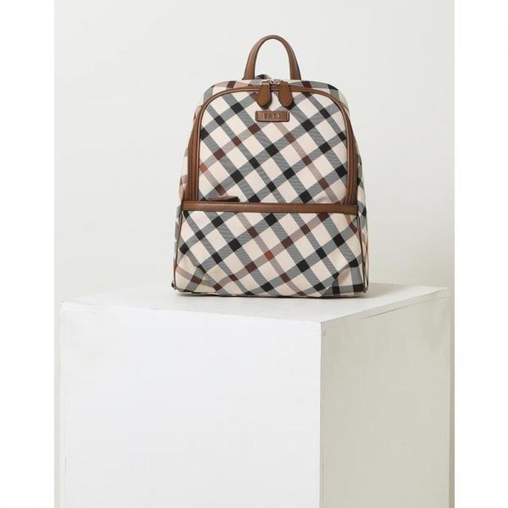 Daks Brown House Check Fabric Backpack Dcba1e635w2