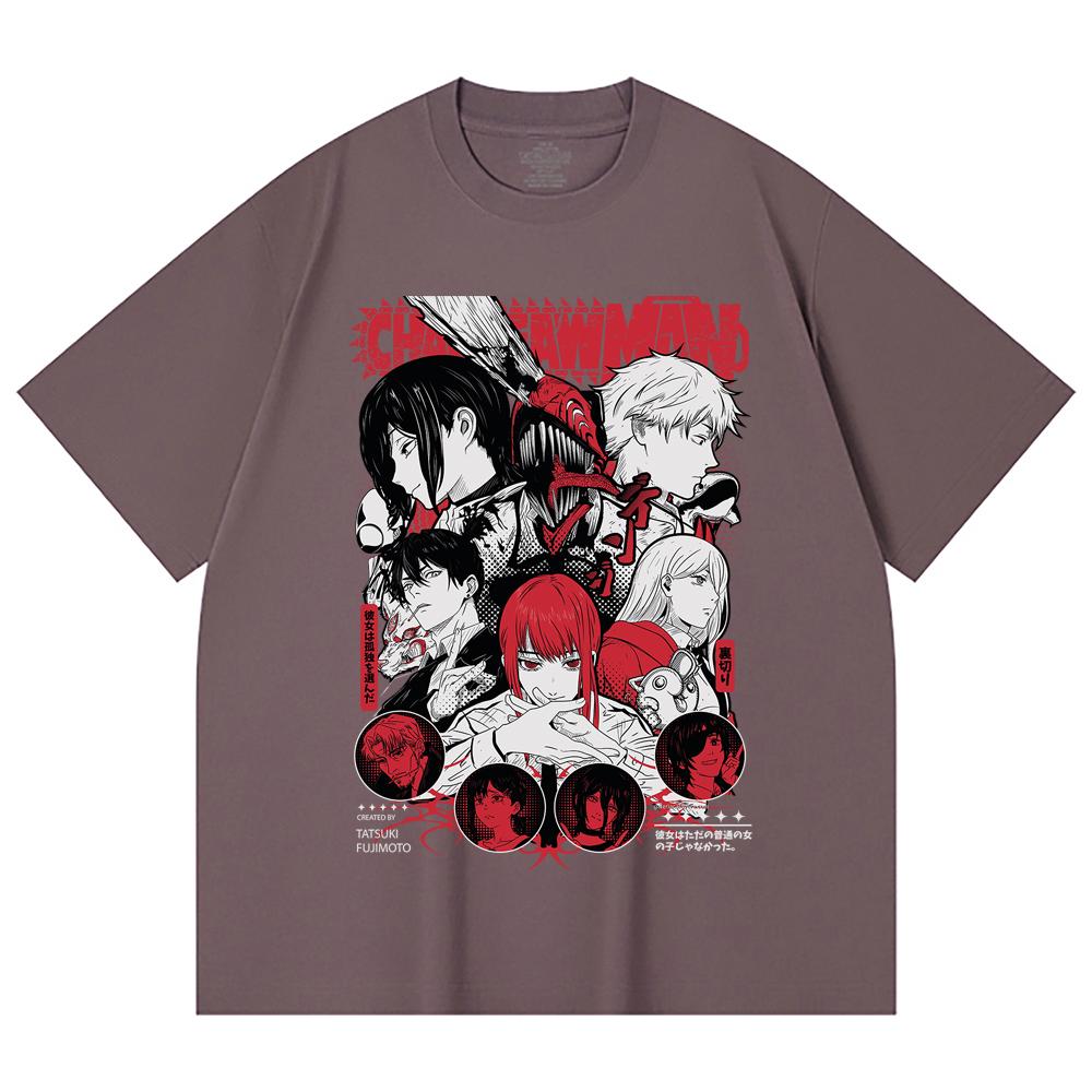 230 Gsm 100% Cotton Chainsaw Man V60 Print Unisex Heavy Cotton T Shirt