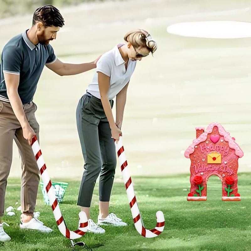 2026 Gingerbread Candy Cane Christmas Golf Game Set - Mini Golf Course With Club & Balls For Family Party