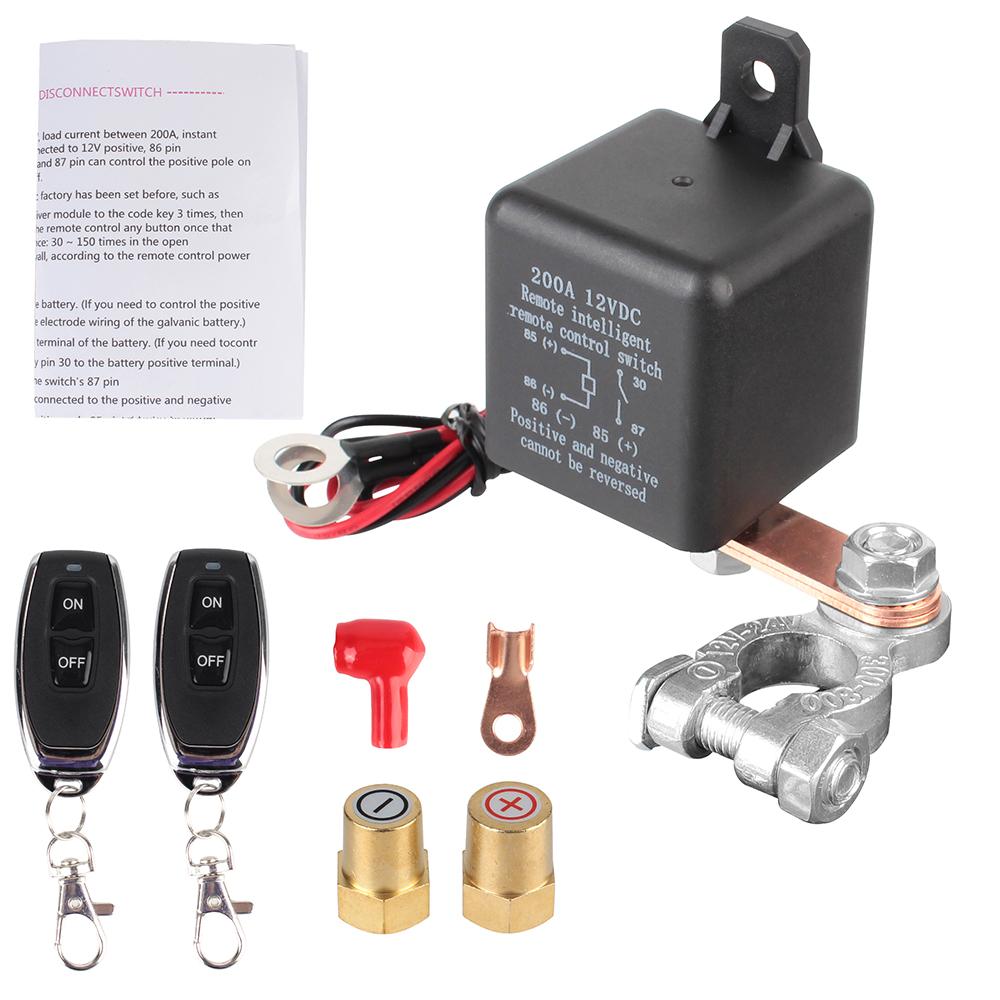 Anti-Theft Remote Control Kill Switch Remote Battery Disconnect Switch 12V 200A For Car Boat RV Van Battery Cut Off Switch Relay
