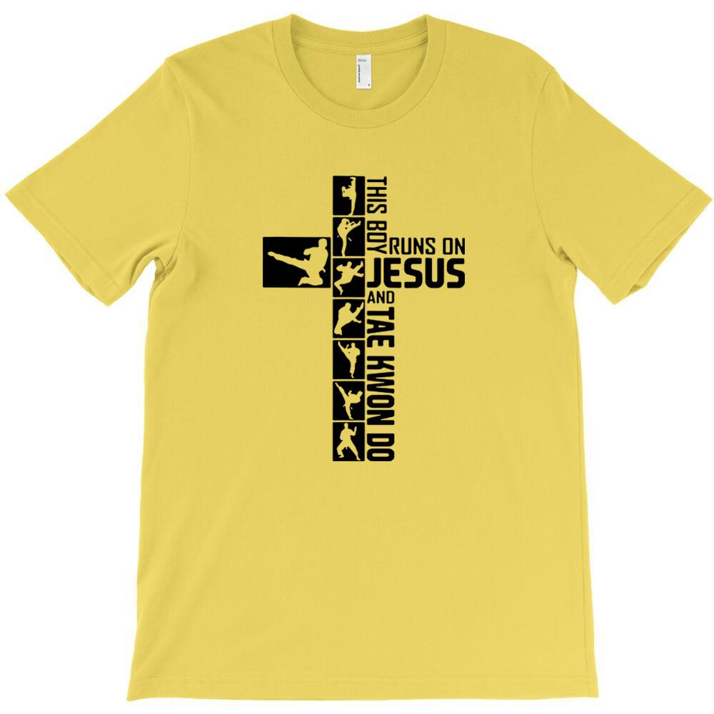 This Boy Runs On Jesus And Tae Kwon Do T Shirt Black Shirt Male Round Neck