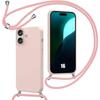 Case - for iPhone - 16 - Soft Silicone - Shockproof - Pink Lanyard