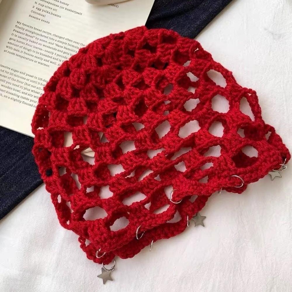 Hollow Out Crochet Hollow Knitted Hat Star Tassels Weave Cap Fashion Knit Beanies Outdoor