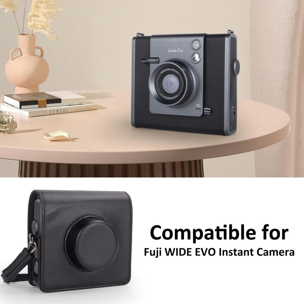 Защитный чехол MUZIRI KINOKOO INSTAX Wide EVO для камеры мгновенной печати с текстурой личи, горизонтальный стиль, чехол из искусственной кожи для камеры Fuji Wide EVO с регулируемым