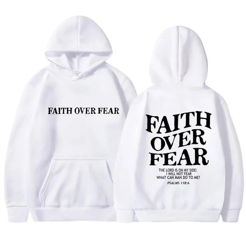 Толстовки с принтом FAITH OVER FEAR для мужчин и женщин, повседневные толстовки с капюшоном с длинным рукавом, хип-хоп, толстовка Harajuku, мужские топы и толстовки Y2k