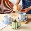 Retro Hand-Painted Ceramic Cup Saucer Coffee Cup Breakfast Cup Premium Design Mug Afternoon Teacup High Value Water Cup