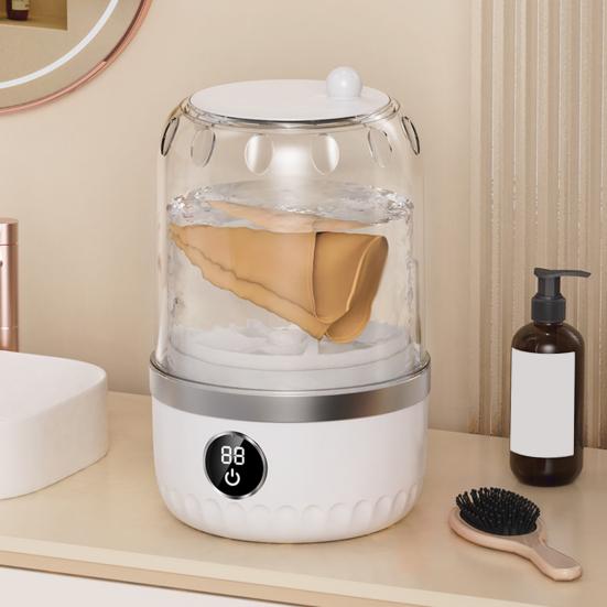 Portable Mini Washing Machine Automatic Laundry Cup for Underwear & Socks Quiet Operation Efficient Baby Clothes Washer for Travel Camping