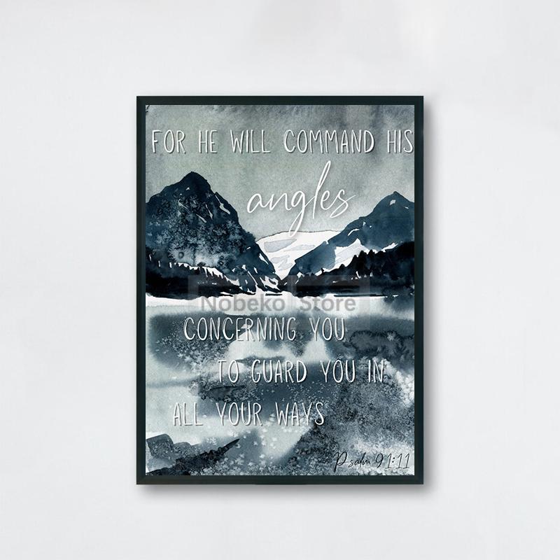 Акварель Христианский Псалом Плакат Акварельный Пейзаж Библия Печать Холст Картина Настенные Картины Главная Комната Современный Декор