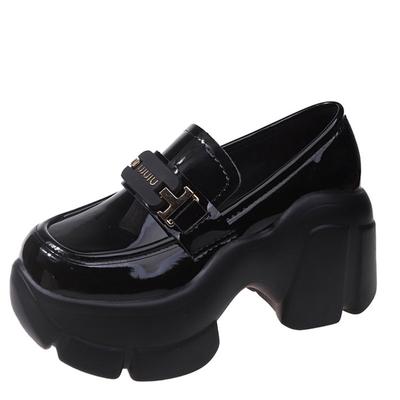 Модные новые модные мокасины для женщин в британском стиле, кожаные туфли на толстой подошве, школьные туфли в корейском стиле, Zapatillas Mujer 8 см