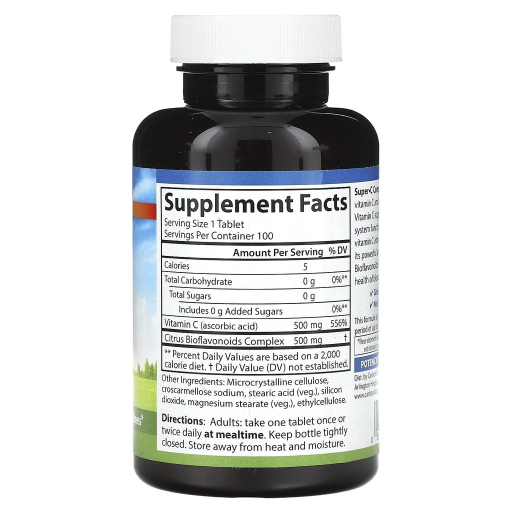 Carlson Super C Complex, 100 Veggie Tablets