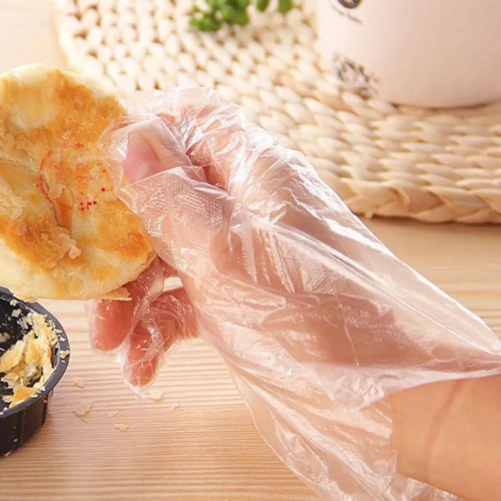 Прозрачные Экологичные Чистящие Перчатки для Готовки Кухонные Аксессуары 100 Шт Одноразовые Перчатки Пластиковые Перчатки