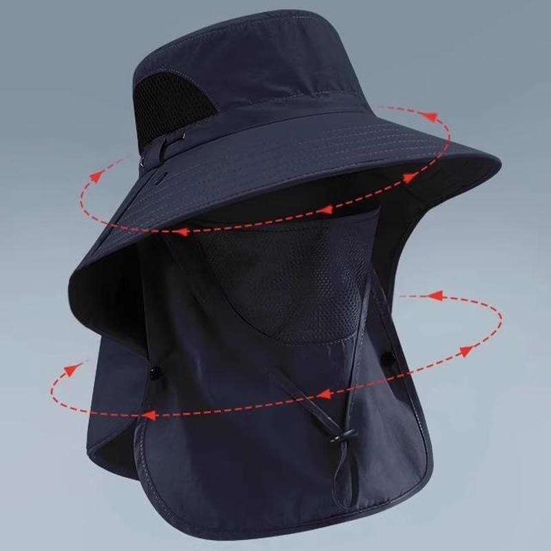 Fisherman Hat Summer Sun Hat Men'S Outdoor Mountaineering Hat Fishing Face Covering Wide Brim Sun Hat