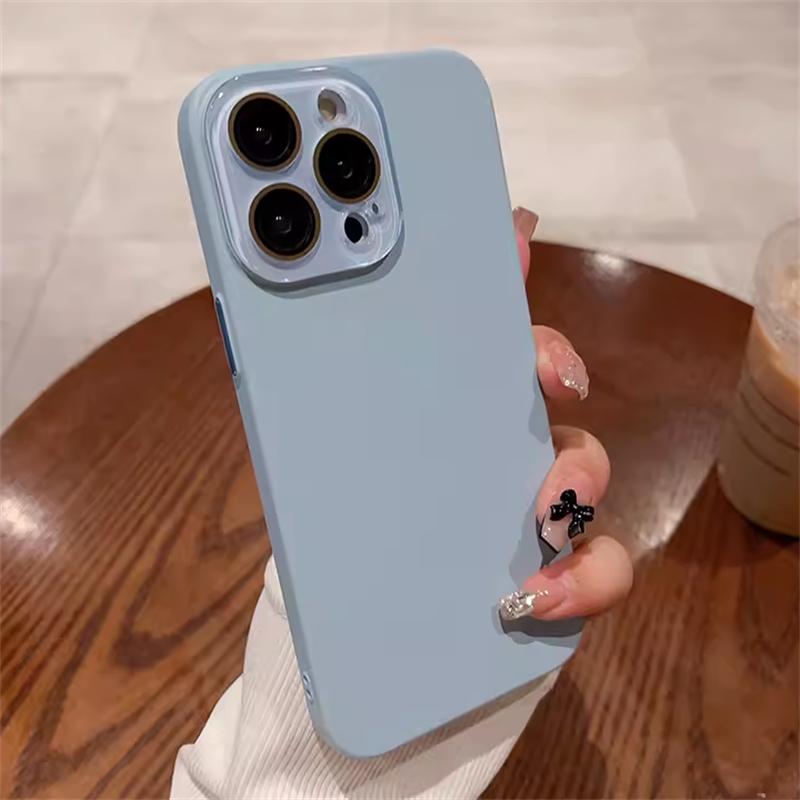 Простой приятный на ощупь матовый чехол с полной защитой объектива для iPhone 16 15 14 13 12 11 Pro Max Plus, жесткий ПК, противоударный