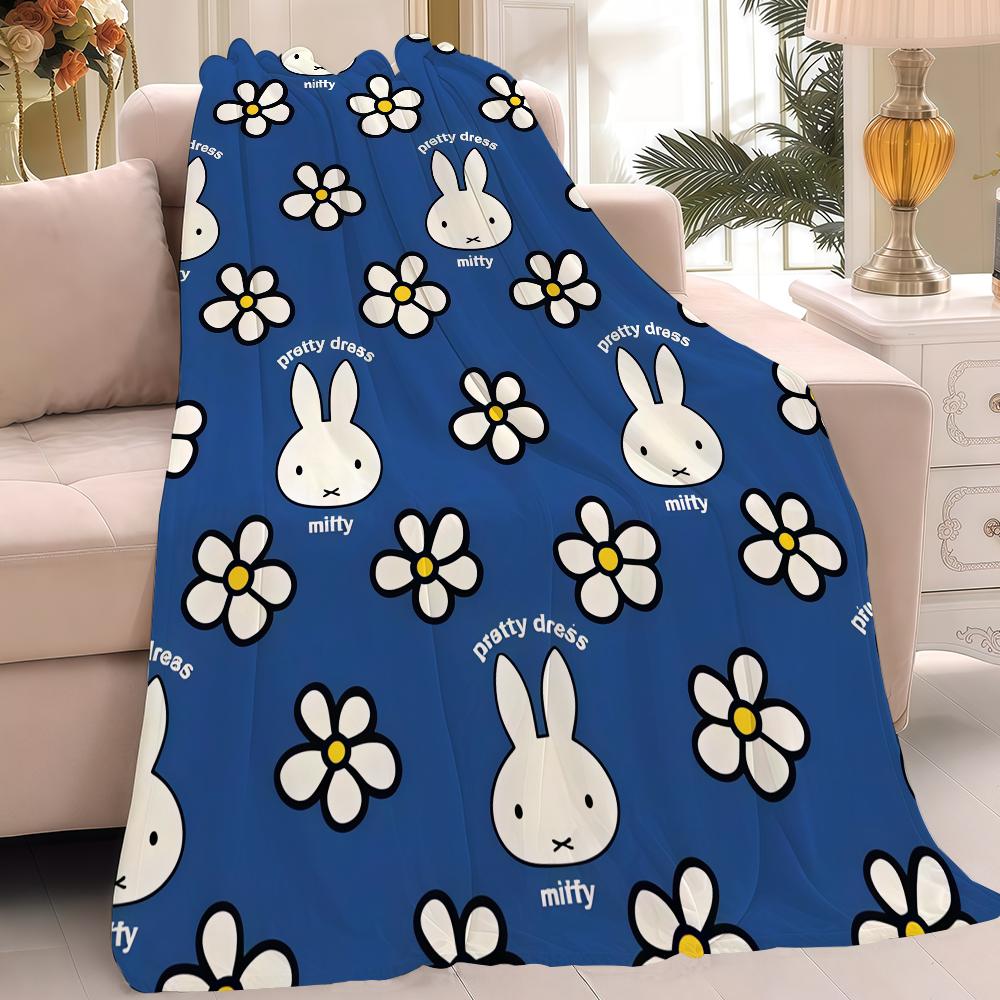 Мультяшное милое одеяло M-Miffy Теплое Мягкое Подходит для Спальни Дивана Кровати Гостиной Офиса Путешествий Кемпинга Подарки