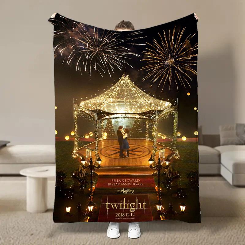 Warm Soft Classic Movie T-Twilight Print Blanket Fluffy Children and Adults Sofa Plush Bedspread Throw Blanket for Sofa Bed