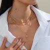 Fashion Sense Cross Alloy Pendant Necklace Trendy Geometric Retro Multi-Layered Layered Box Chain Daily Commuter Ladies Necklace