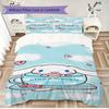 Lovely Cinnamoroll Theme 3PCS Bedding Set Fashion Anime Pattern Bed Linen Soft Comfortable Duvet Cover Set For Home Dorm Bedroom