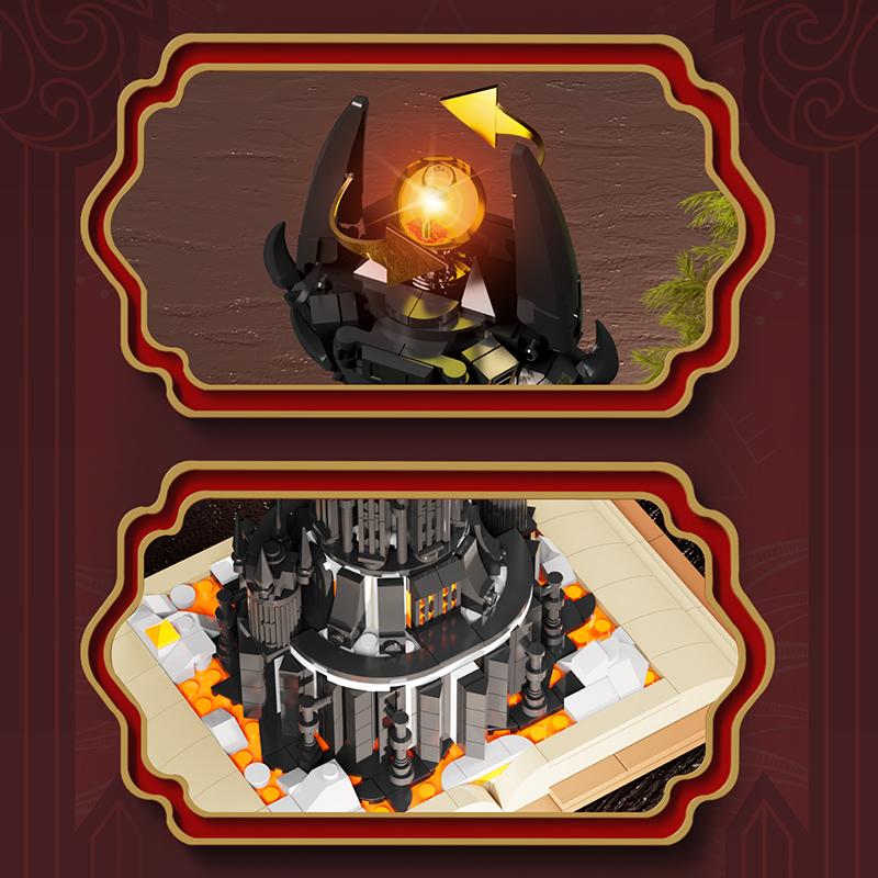 969PCS Magic Gastle On Book Lord Rings Sauron Eye Building Blocks with Led Light Assemble Brick Collection Toy Boy Kids Gifts