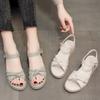 Platform Sandals Women's 2025 New Summer Flat Women's Shoes with Soft Sole Soft Leather Fairy Wind Beach Sandals