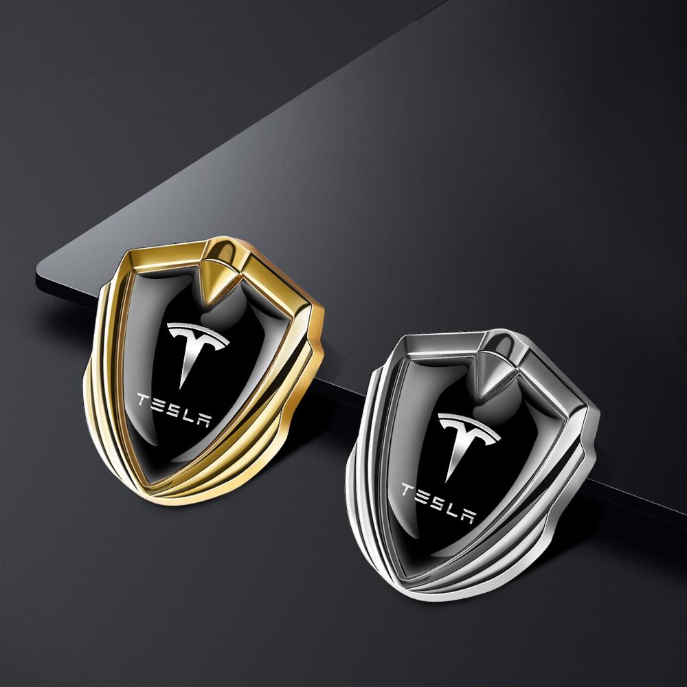 XTL2  1PCS 3D Metal Shield Emblem Car Side Fender Body Trunk Badge Sticker For Tesla Model 3 ModelS Model X Model Y Invader WYE Bonina