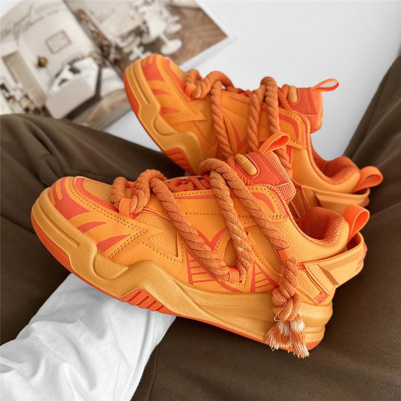 Модные тенденции дизайнерские оранжевые туфли для мужчин 2024 года модные мужские повседневные кроссовки уличная обувь для скейтбординга на платформе мужская обувь для хип-хопа