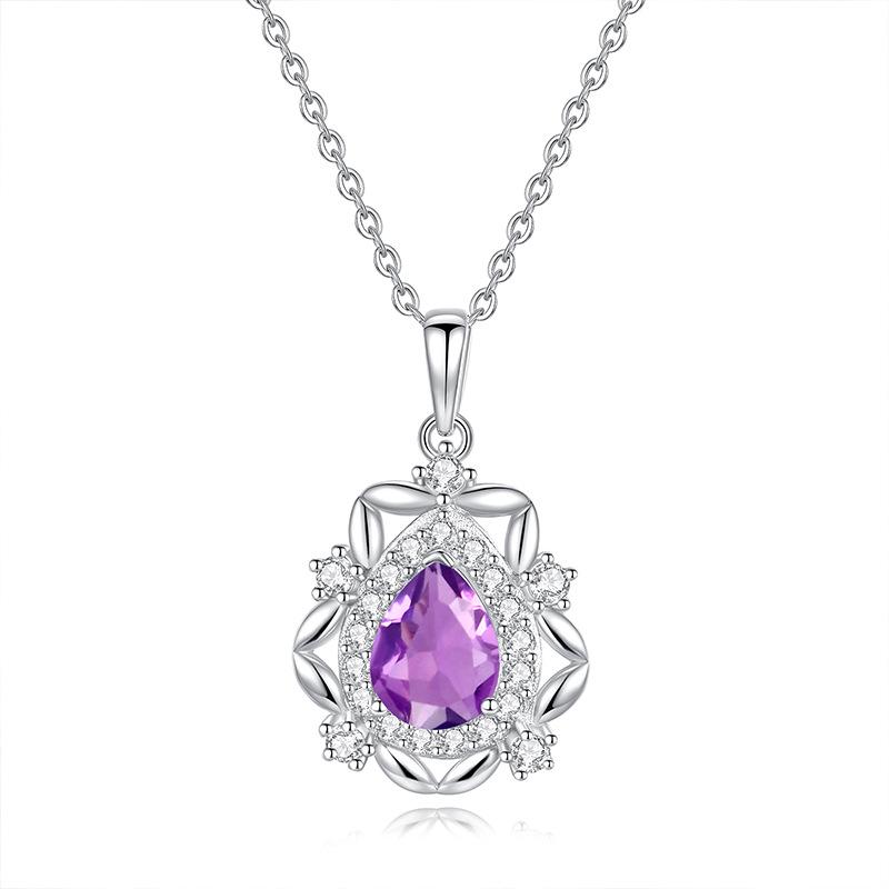Natural colored treasure spar pendant s925 sterling silver non-fading necklace women's high-end design clavicle chain daily women's jewelry gifts
