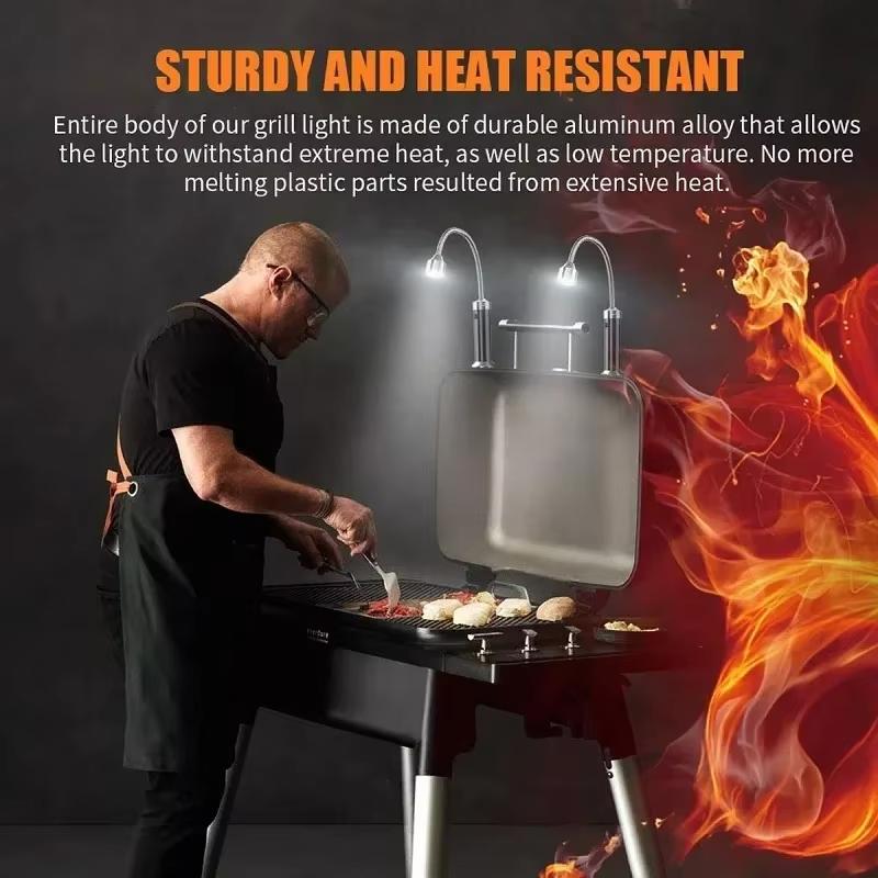 Магнитный уличный гриль для барбекю, светодиодные фонари для гриля, регулируемые гибкие светодиодные фонари на 360 градусов, термостойкие фонари на гибкой стойке