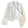 Spring Women Breasted Office Cropped Blazer Lapel Solid Color Long Sleeve Double Jacket Suit Coat