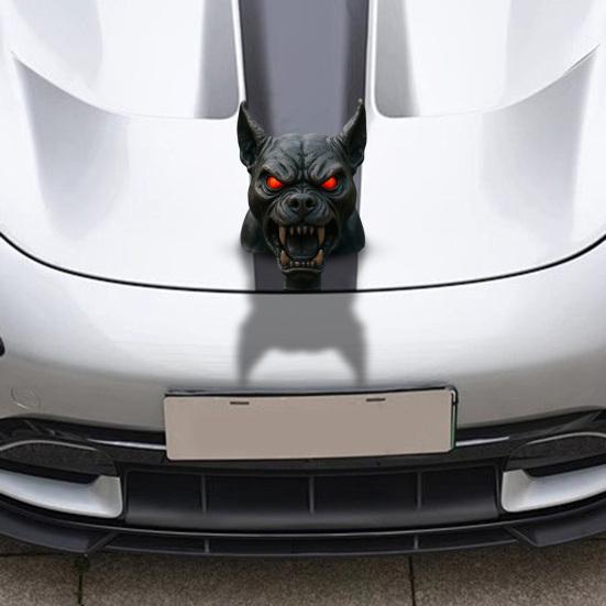 Демоническая собака Украшение на капот автомобиля Полимерная скульптура с красными глазами и клыками Атмосферостойкая автомобильная