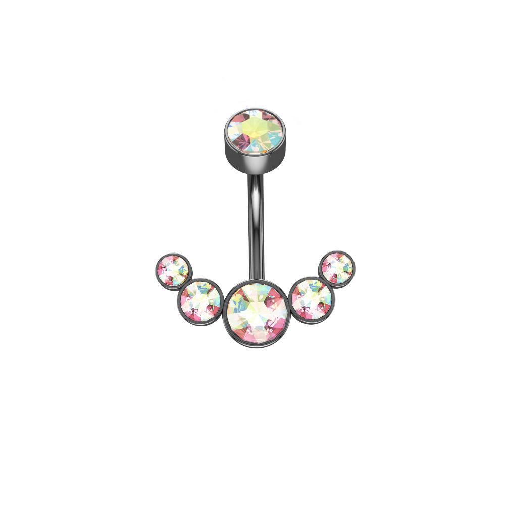 Party Bar 316L Surgical Steel Gifts Women Body Jewelry Belly Button Ring Crystal Curved Navel Ring